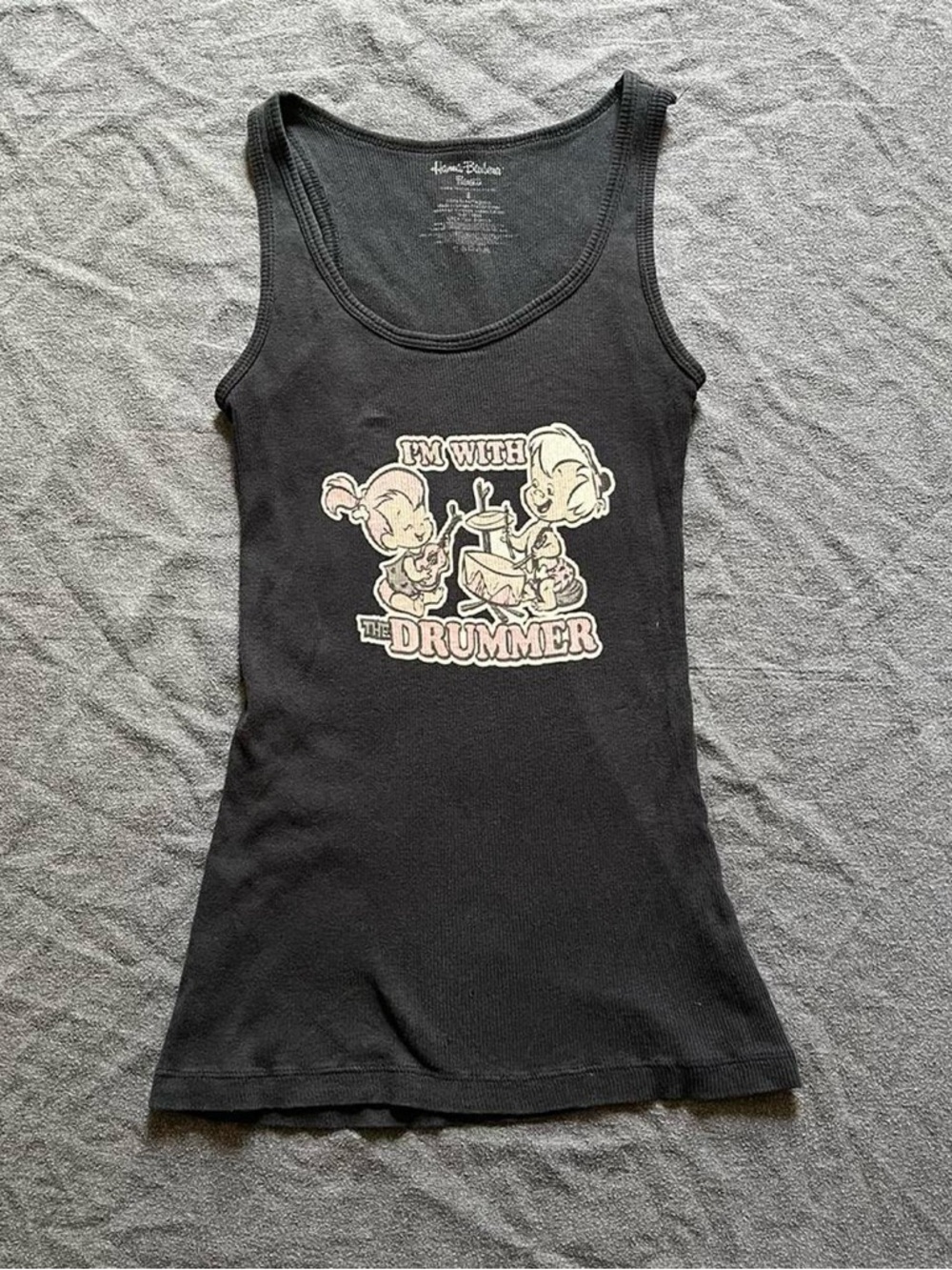 Vintage Hanna Barbera “I'm with the drummer” The Flintstones tank top